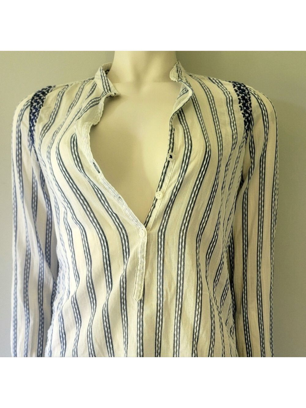 BRAND NEW! Zara Basic Collection Striped Colar Shirt Size XS - Picture 2 of 15